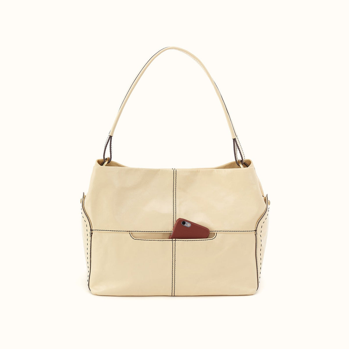Seneca Shoulder Bag in Polished Leather - Butter Yellow