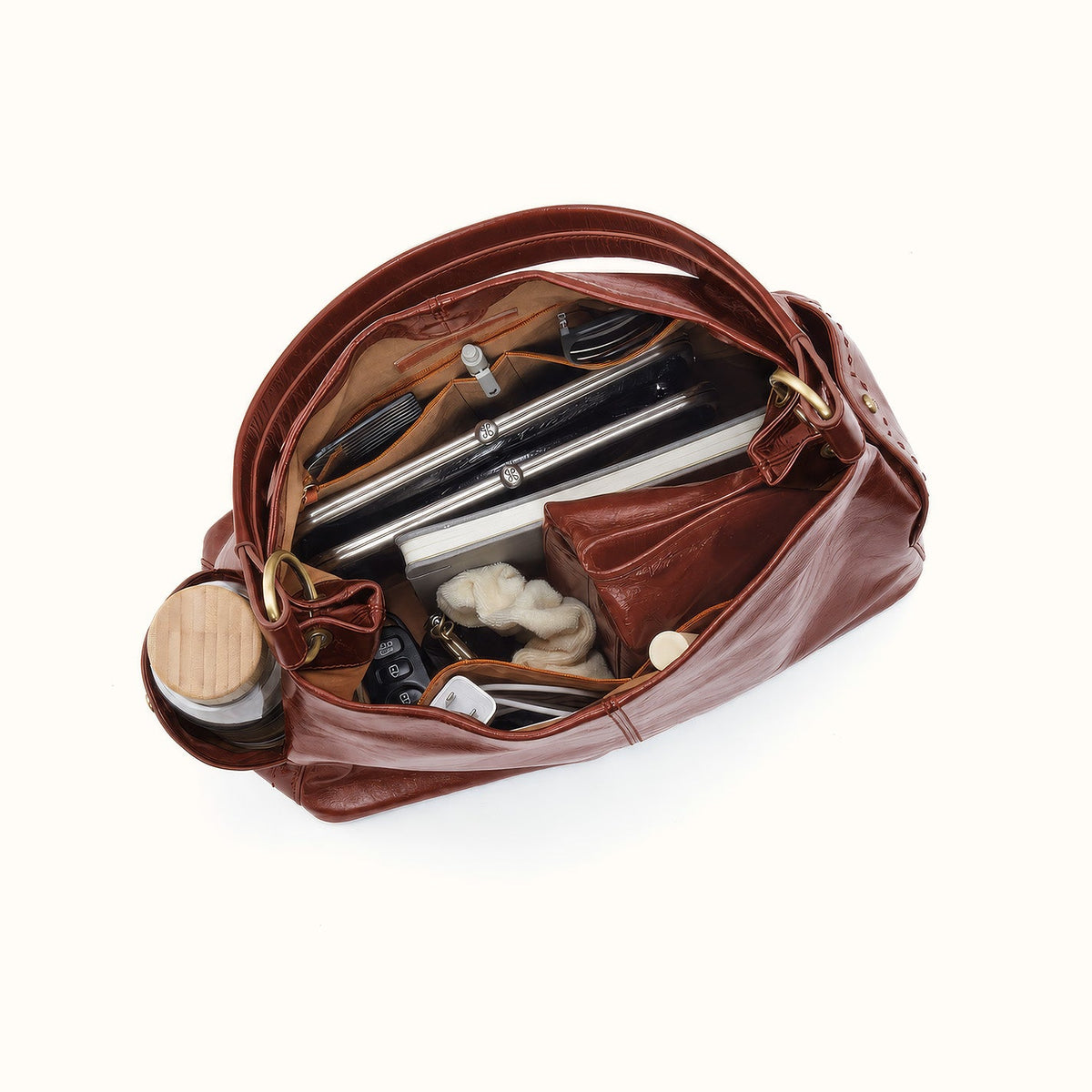 Seneca Shoulder Bag In Polished Leather - Harvest Root