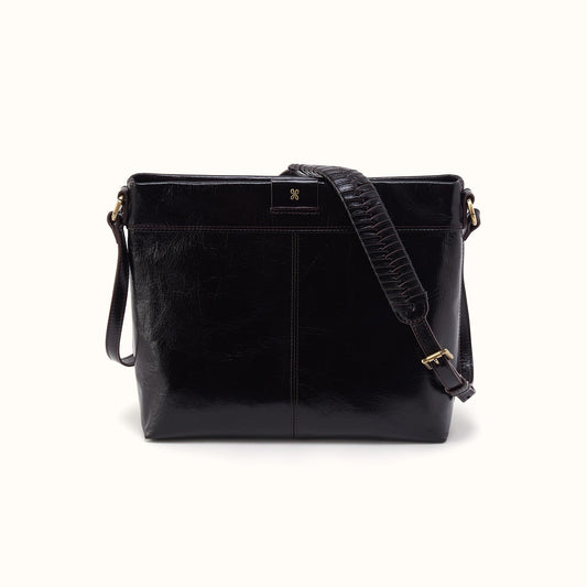 Romy Medium Crossbody in Polished Leather - Black