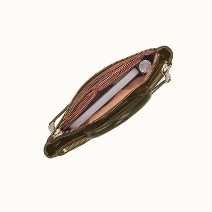 Sable Crossbody In Polished Leather - Olive Veil
