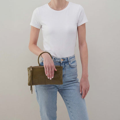 Sable Crossbody In Polished Leather - Olive Veil