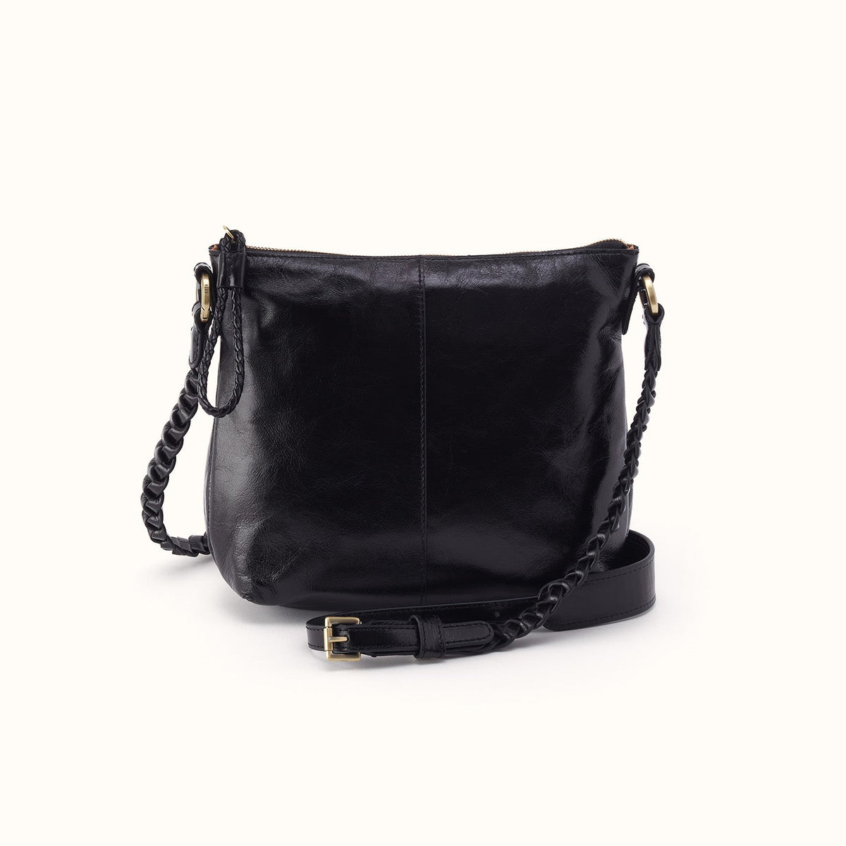 Lasso Medium Crossbody In Polished Leather - Black