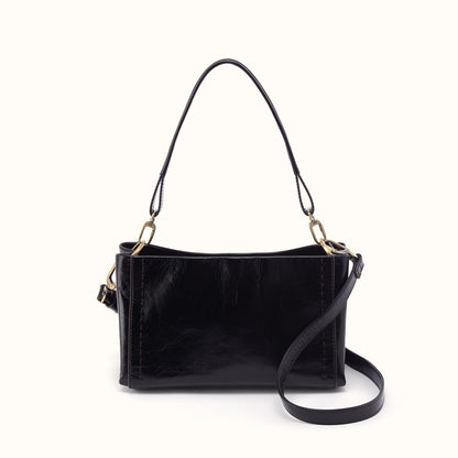 Seneca Shoulder Crossbody In Polished Leather - Black
