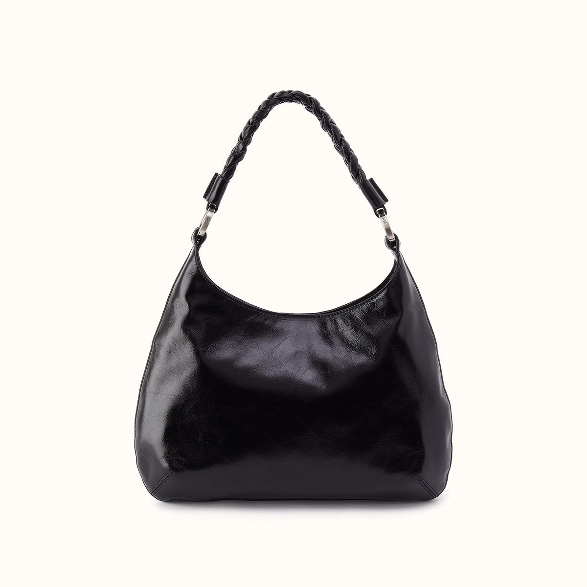 Madison Shoulder Bag In Polished Leather - Black