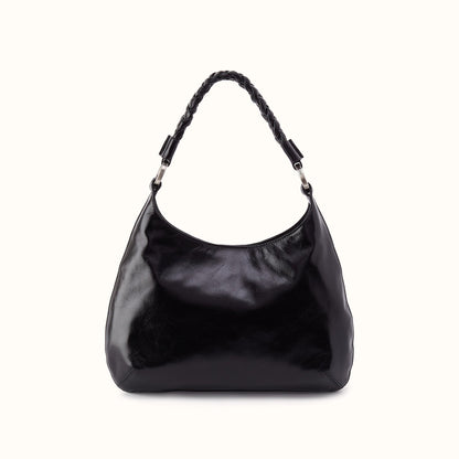 Madison Shoulder Bag In Polished Leather - Black