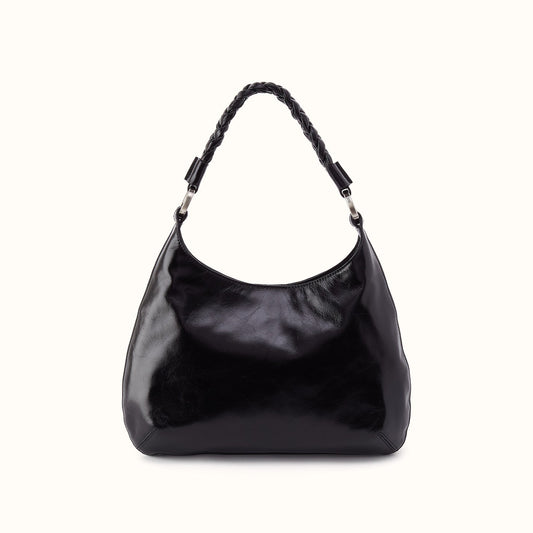 Madison Shoulder Bag In Polished Leather - Black