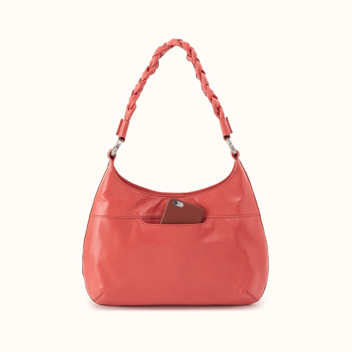 Madison Shoulder Bag In Polished Leather - Pink Mirage