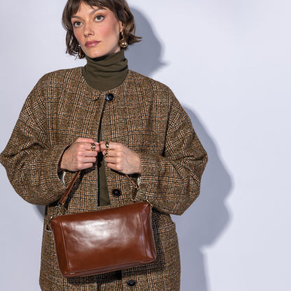Darcy Carry-All Crossbody In Polished Leather - Harvest Root