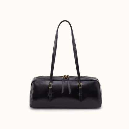 Scottie Satchel In Polished Leather - Black