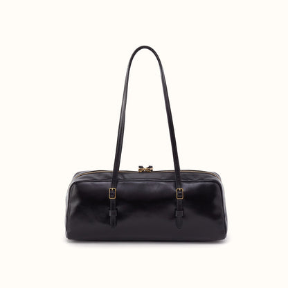Scottie Satchel In Polished Leather - Black