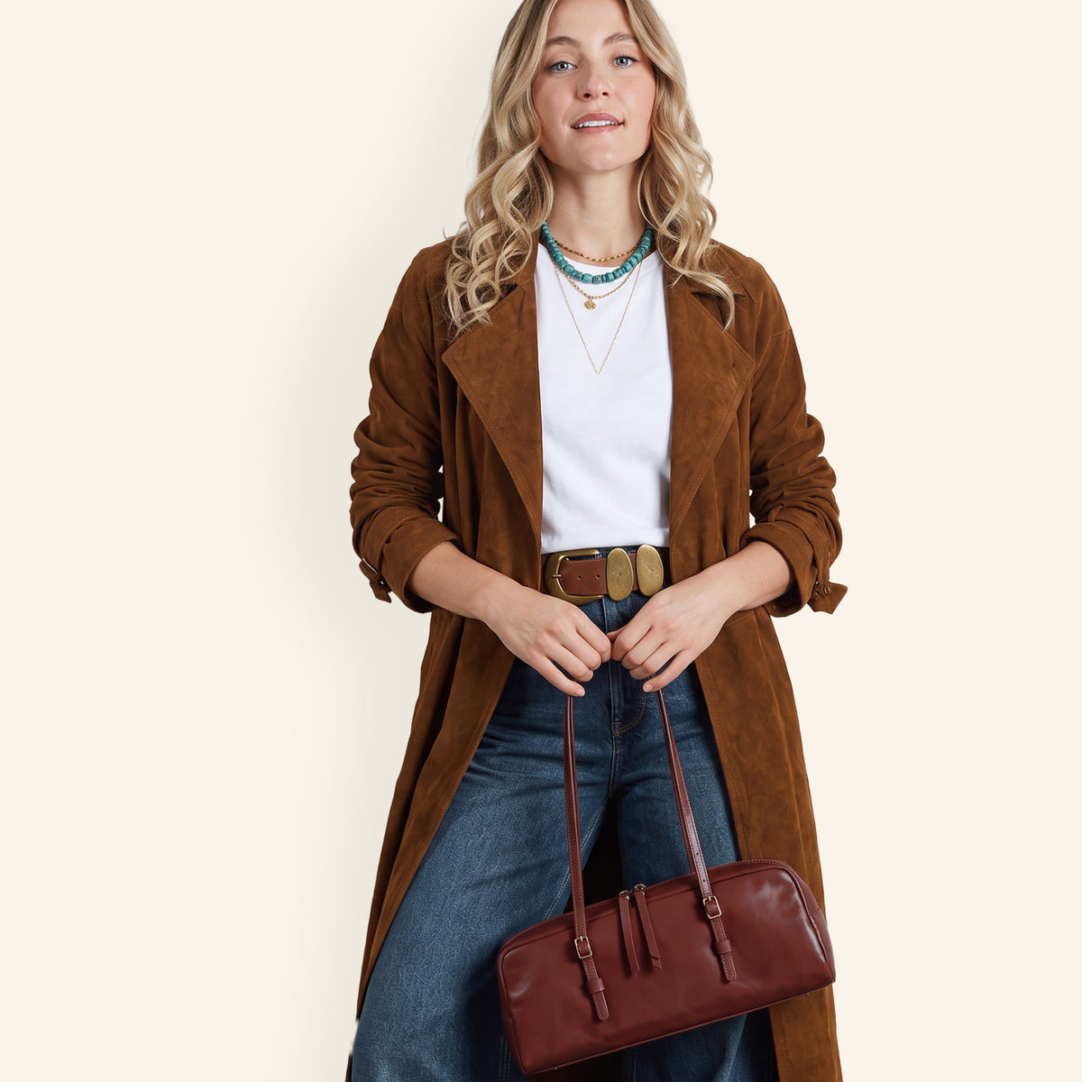 Scottie Satchel In Polished Leather - Harvest Root