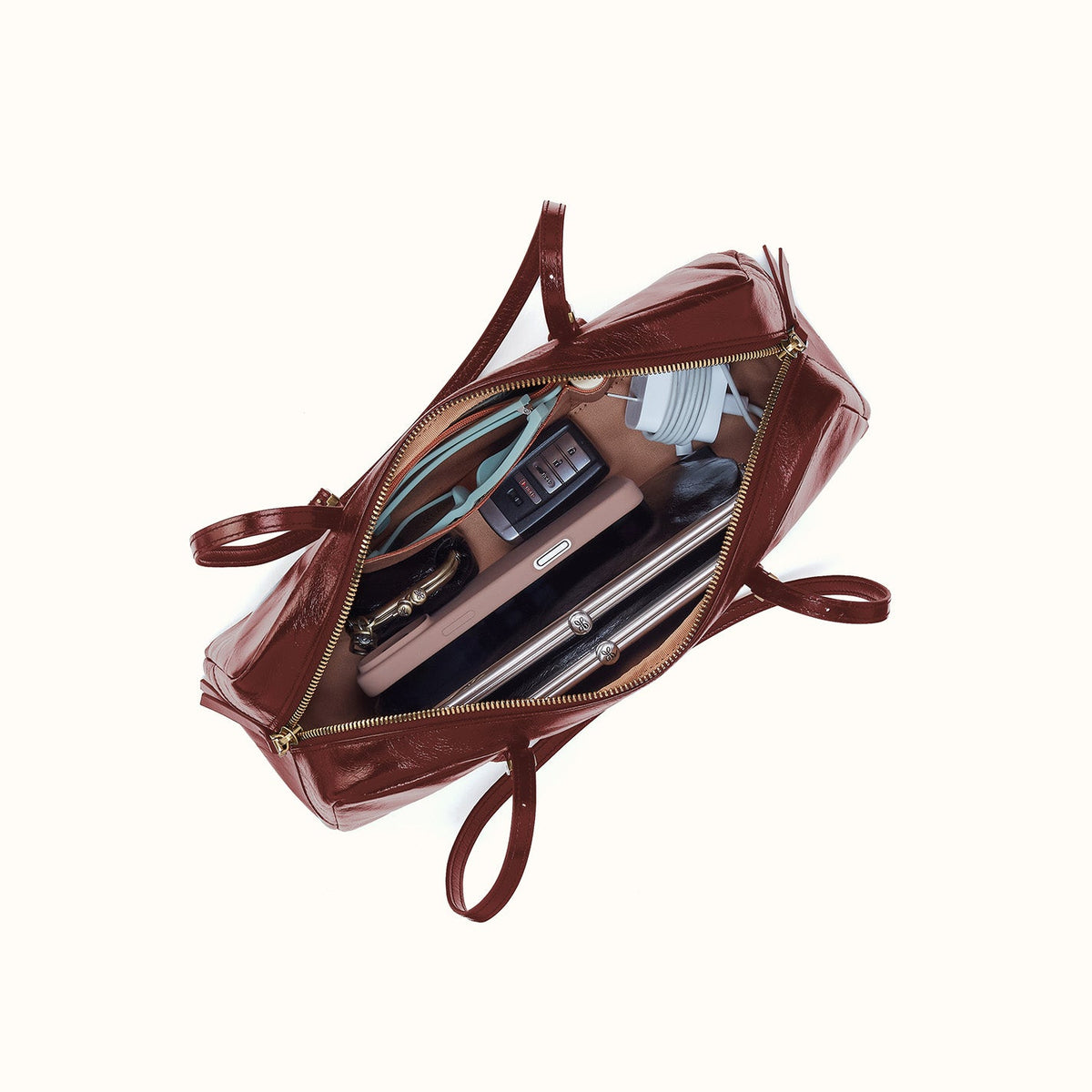 Scottie Satchel In Polished Leather - Harvest Root