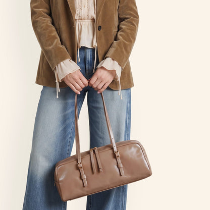 Scottie Satchel In Polished Leather - Woodsmoke