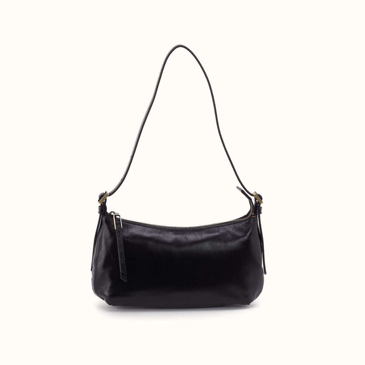Scottie Slim Shoulder In Polished Leather - Black
