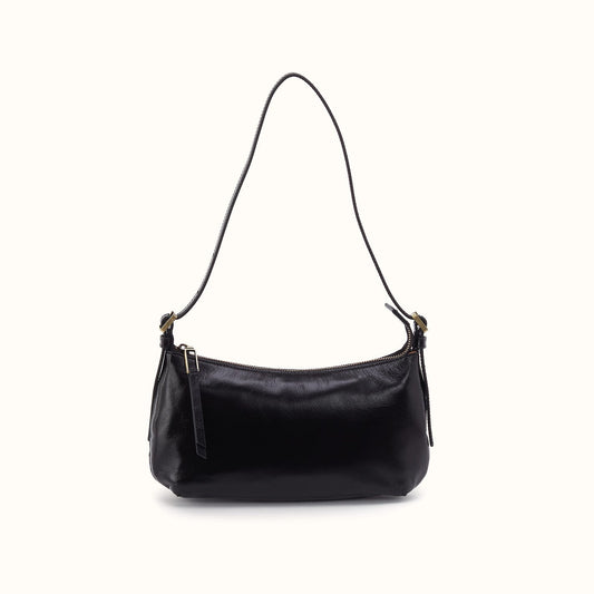 Scottie Slim Shoulder In Polished Leather - Black