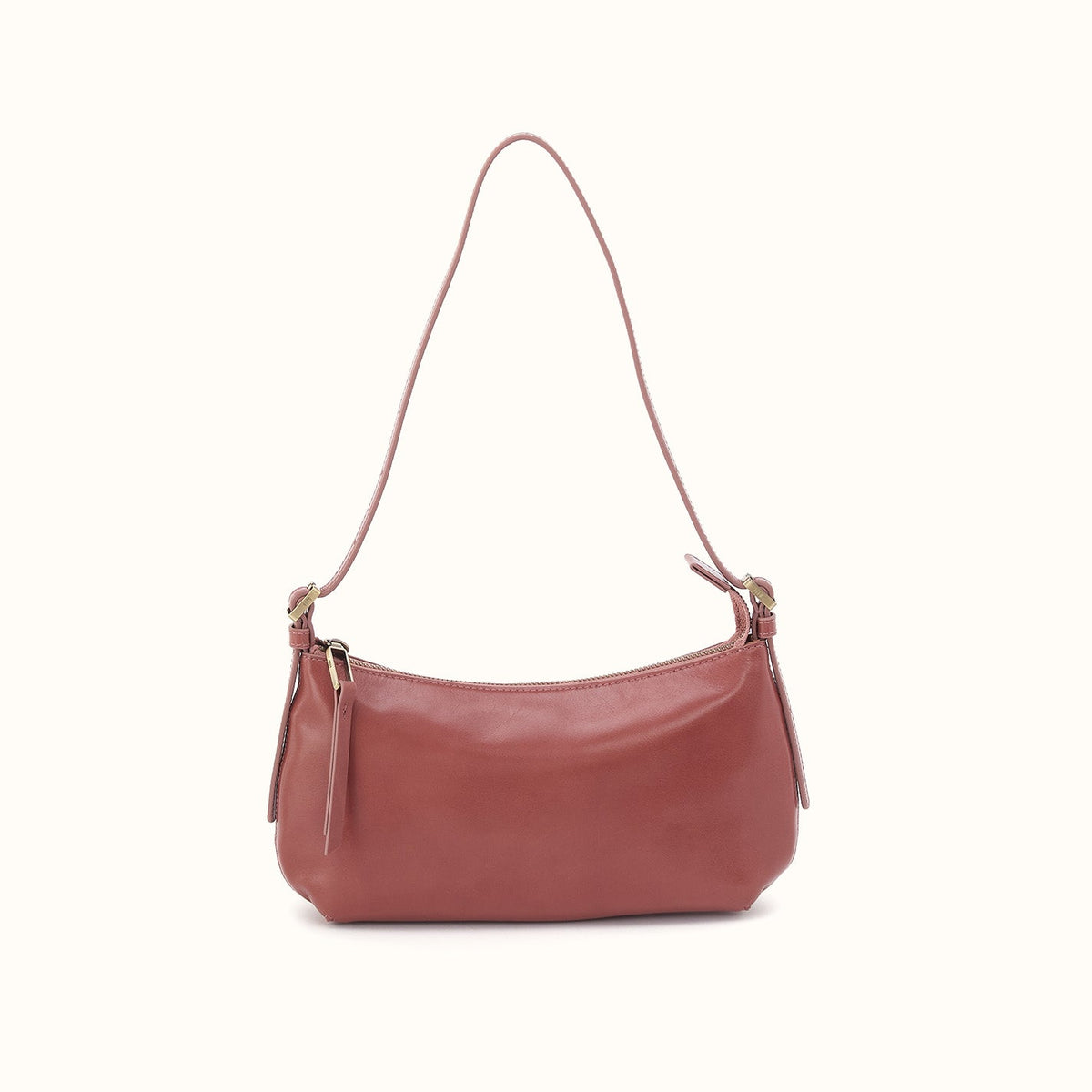 Scottie Slim Shoulder In Polished Leather - Rosewood