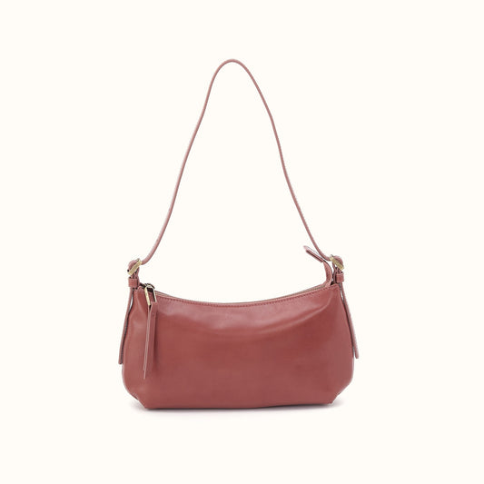 Scottie Slim Shoulder In Polished Leather - Rosewood