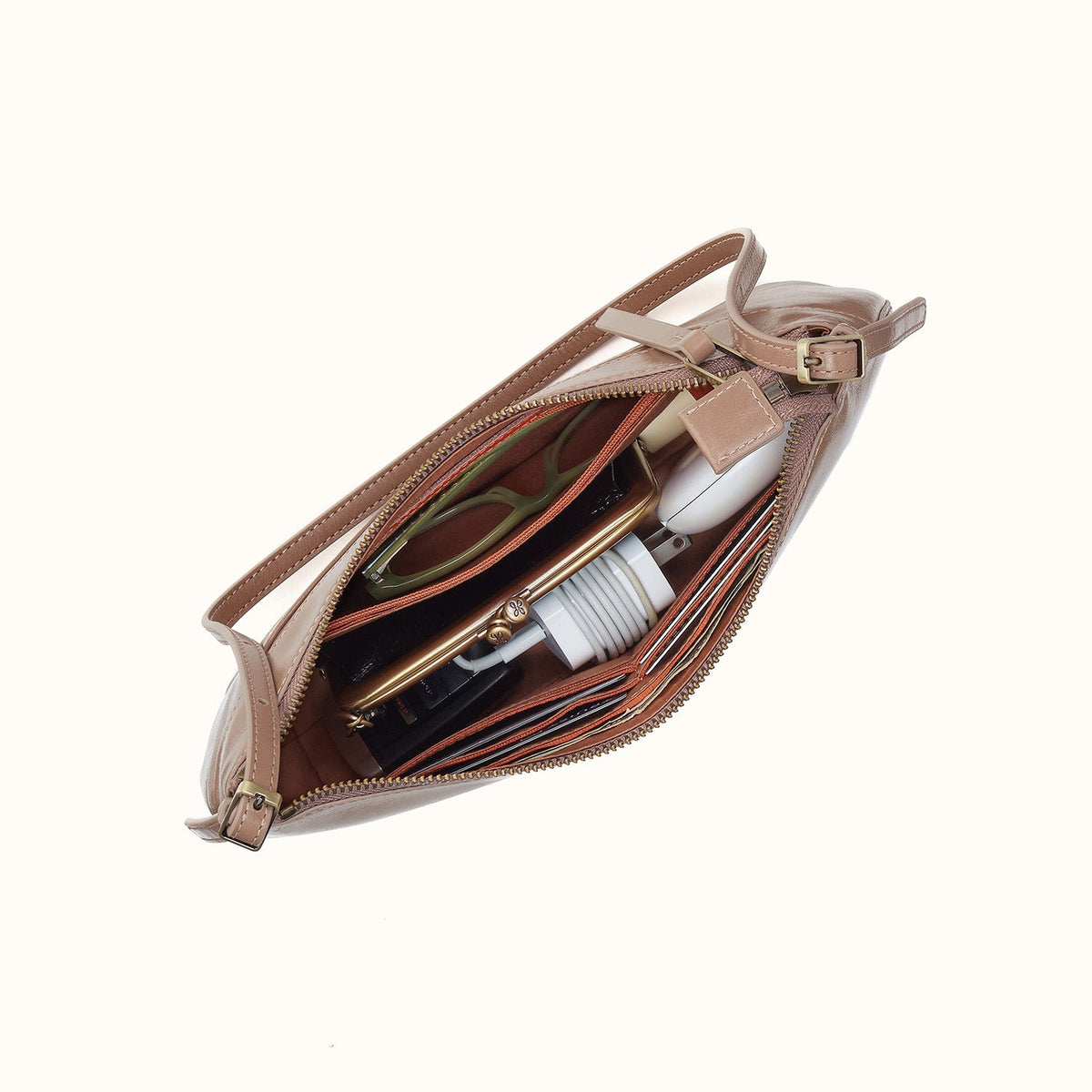 Scottie Slim Shoulder In Polished Leather - Woodsmoke