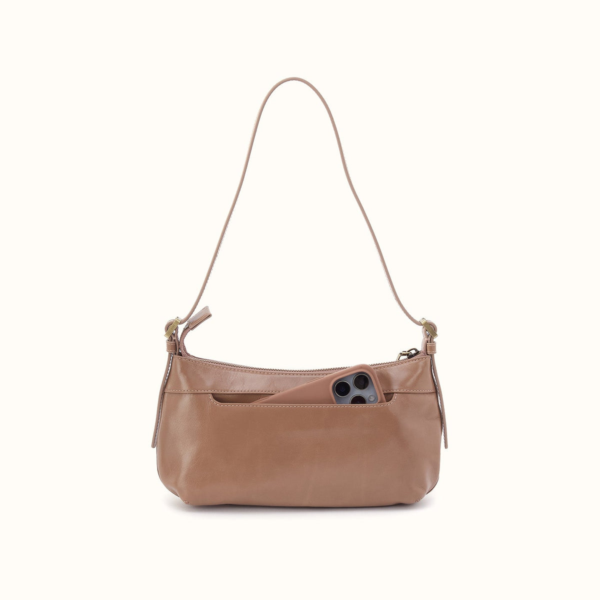 Scottie Slim Shoulder In Polished Leather - Woodsmoke