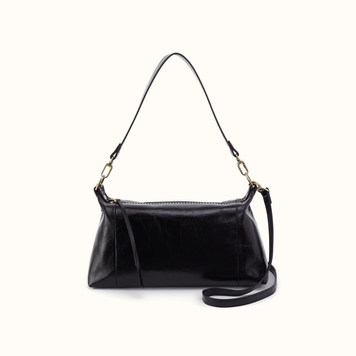Darcy Shoulder In Polished Leather - Black