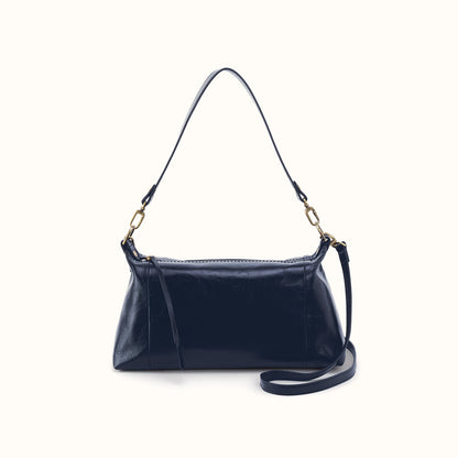 Darcy Shoulder In Polished Leather - Ink Navy