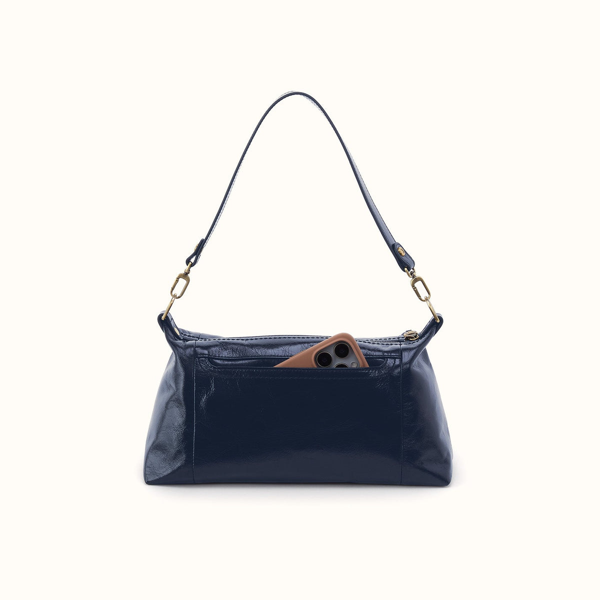 Darcy Shoulder In Polished Leather - Ink Navy