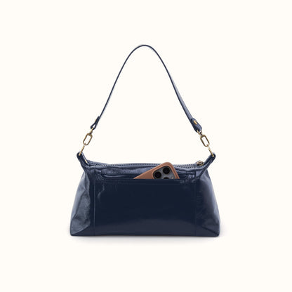 Darcy Shoulder In Polished Leather - Ink Navy