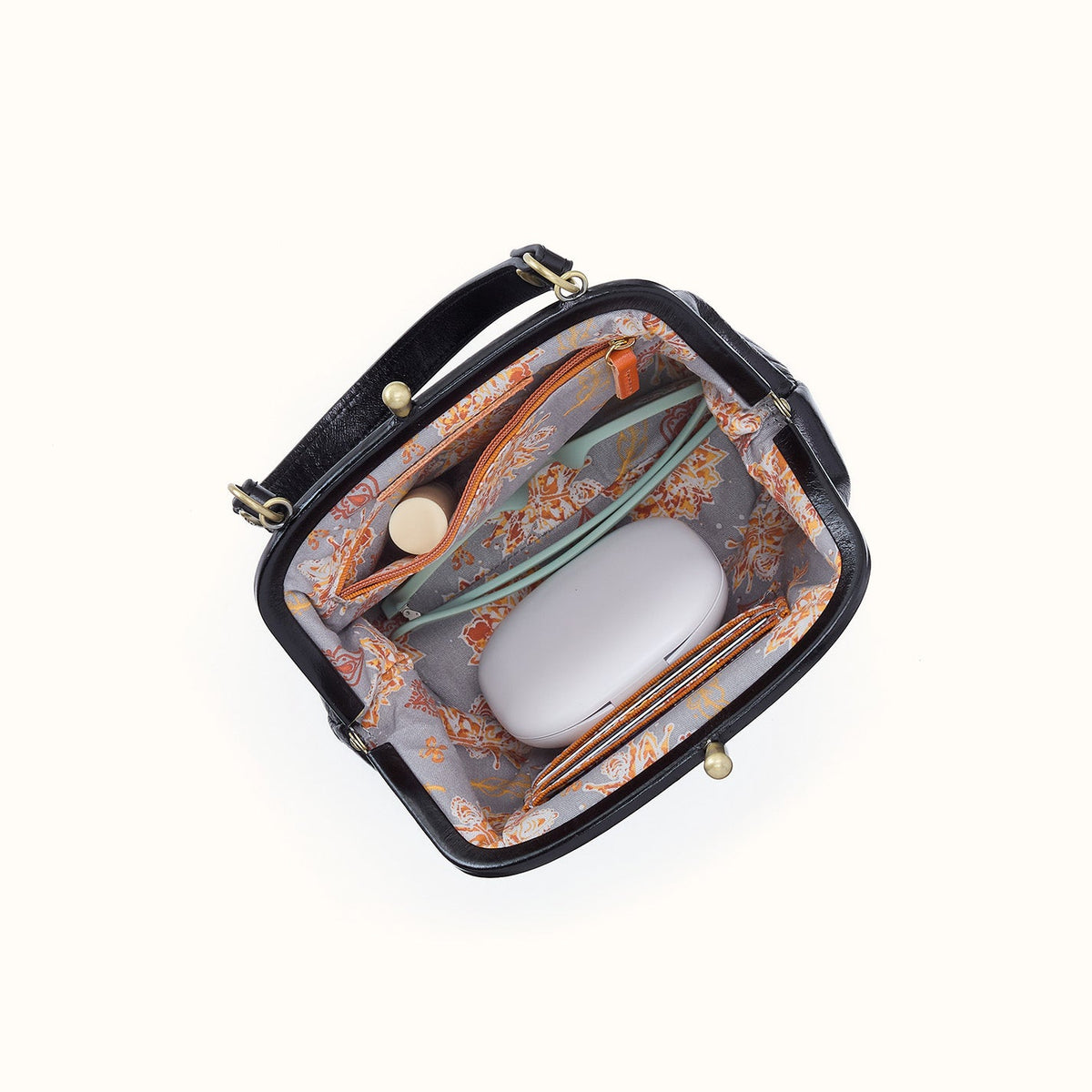 Alba Frame Crossbody In Polished Leather - Black