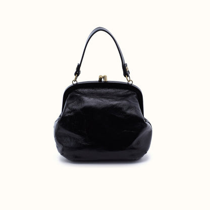 Alba Frame Crossbody In Polished Leather - Black