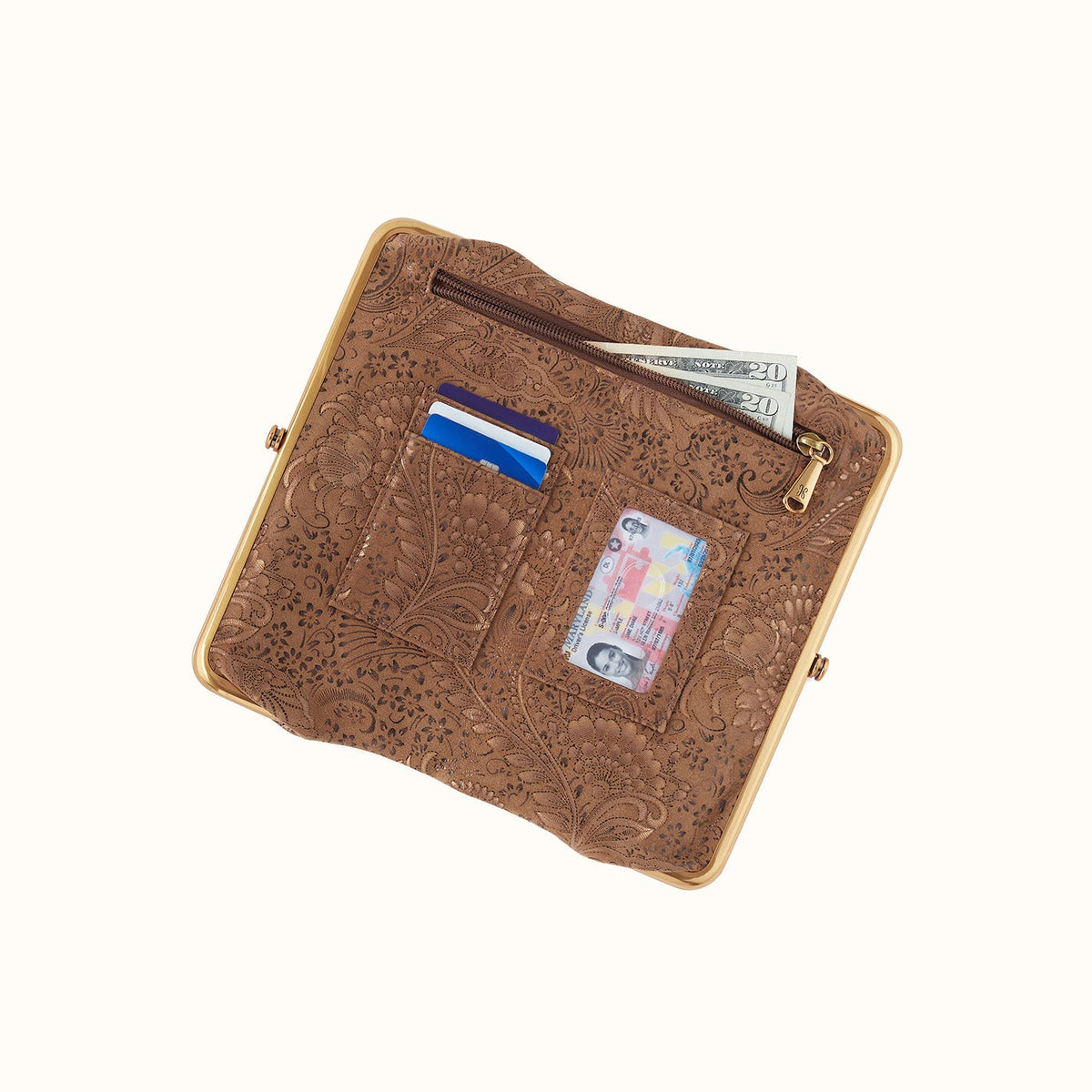 Lauren Clutch-Wallet In Printed Leather - Mink Folklore