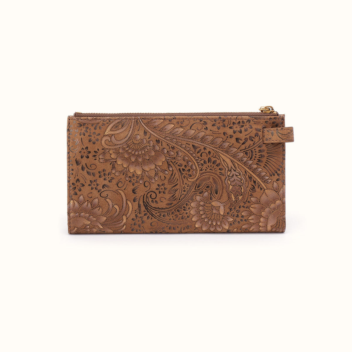 Jill Large Bifold Wallet In Printed Leather - Mink Folklore