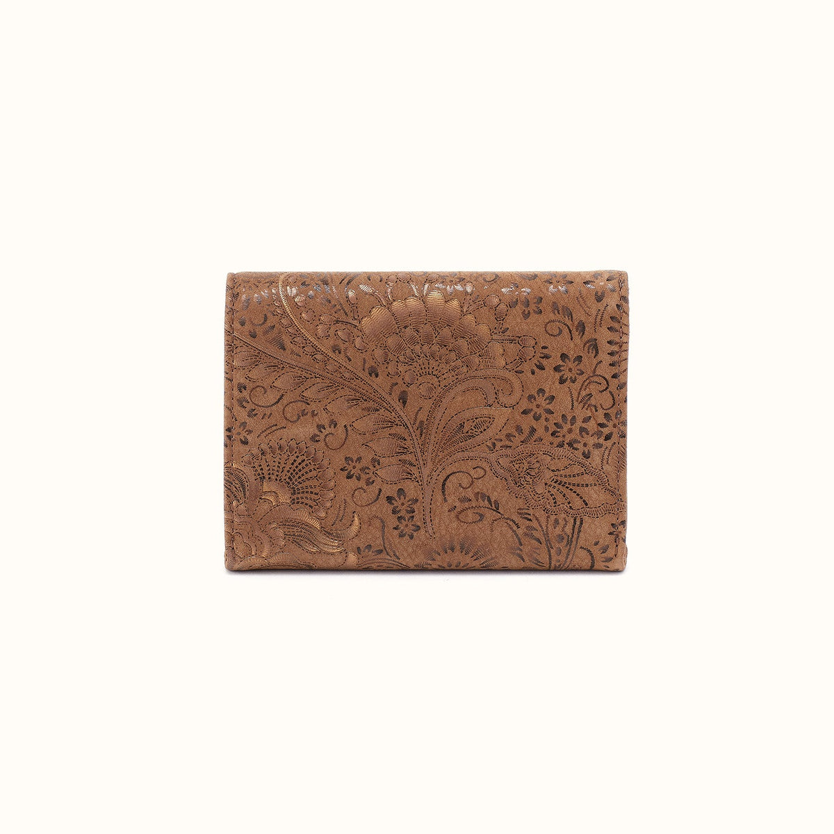 Robin Compact Wallet In Printed Leather - Mink Folklore