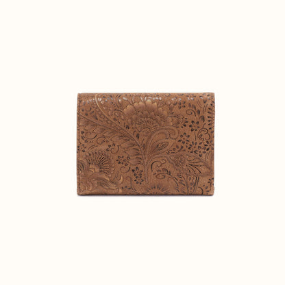 Robin Compact Wallet In Printed Leather - Mink Folklore
