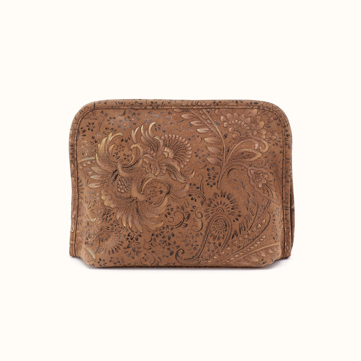 Beauty Cosmetic Pouch In Printed Leather - Mink Folklore