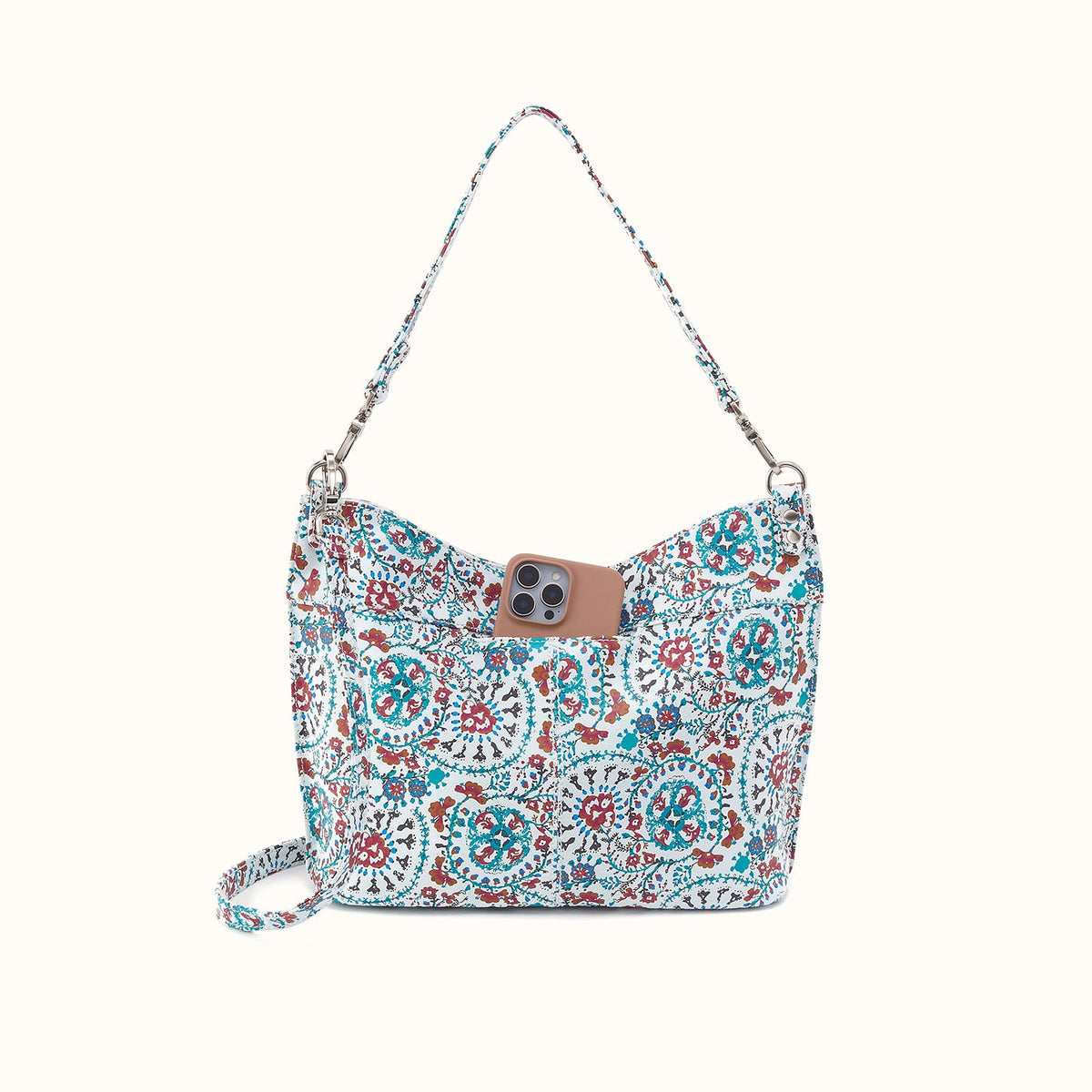 Pier Shoulder Bag in Printed Leather - Batik Blooms