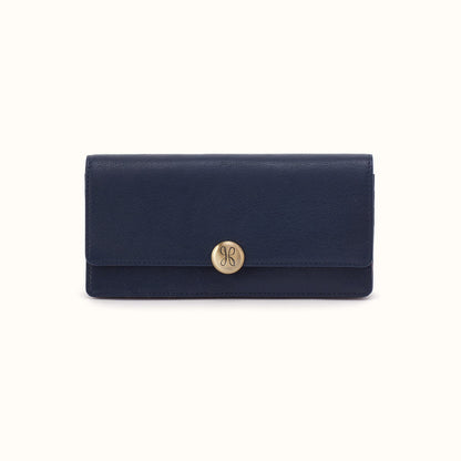 Hutton Large Wallet In Micrograin Leather - Ink Navy