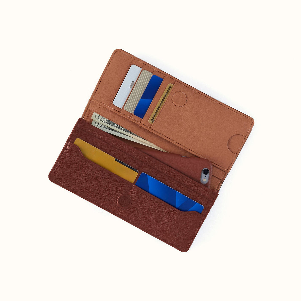 Hutton Large Wallet In Micrograin Leather - Saddlewood