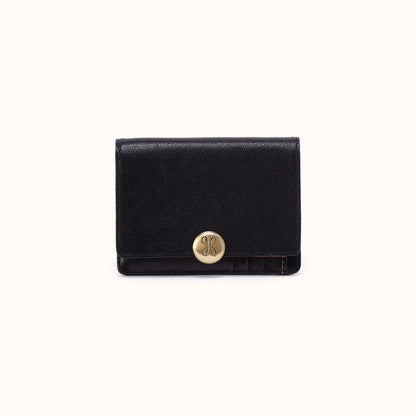 Hutton Small Wallet In Micrograin Leather - Black