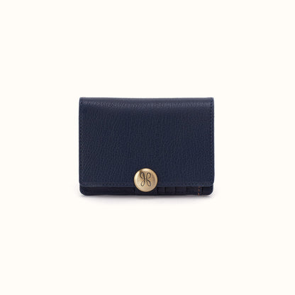 Hutton Small Wallet In Micrograin Leather - Ink Navy