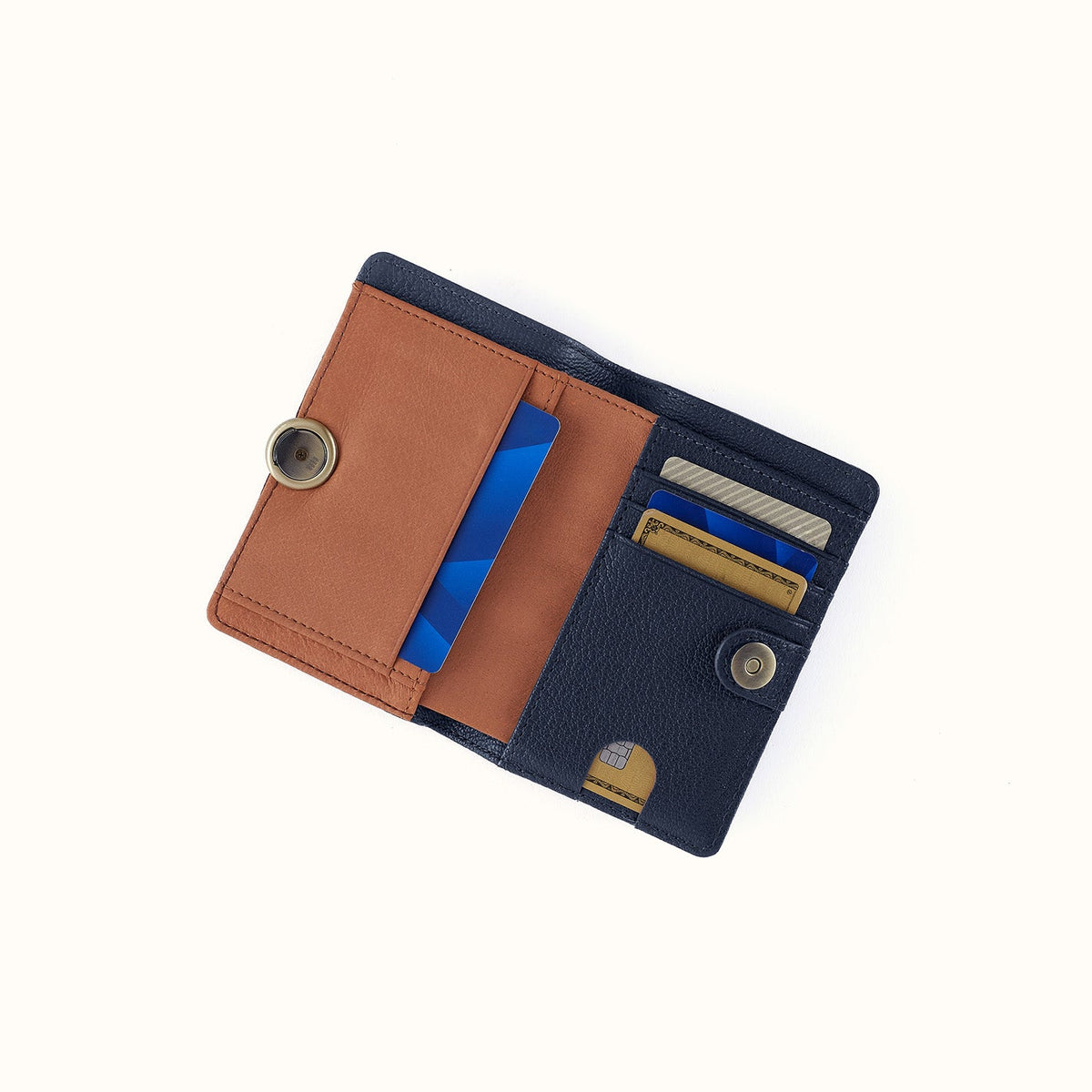 Hutton Small Wallet In Micrograin Leather - Ink Navy