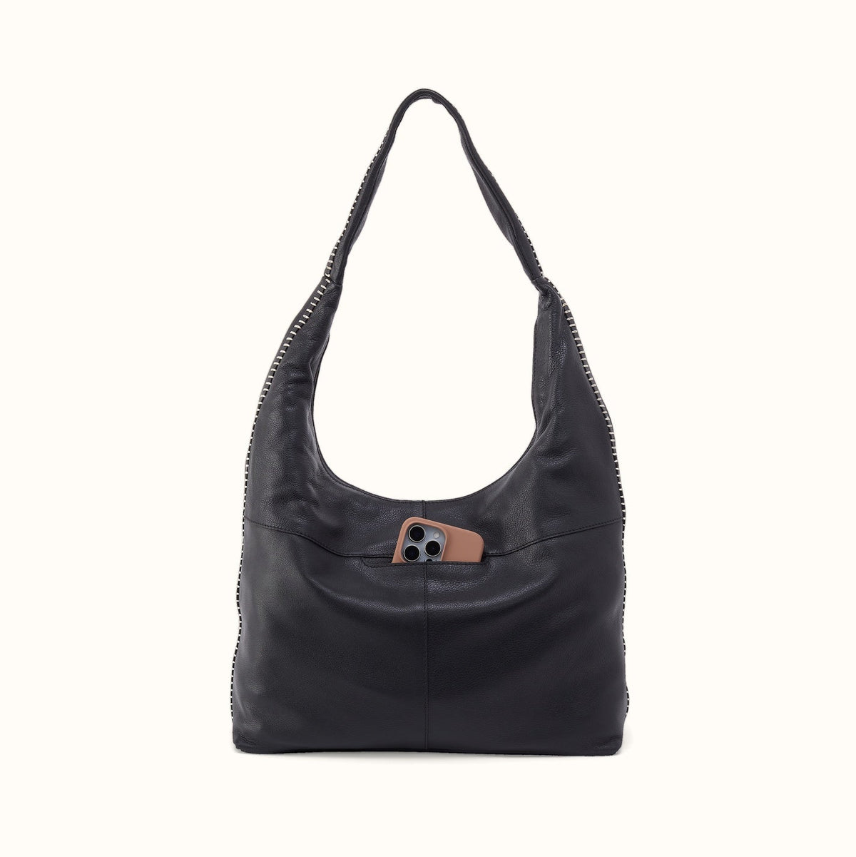 La Jolla Hobo In Cloud Leather - Black