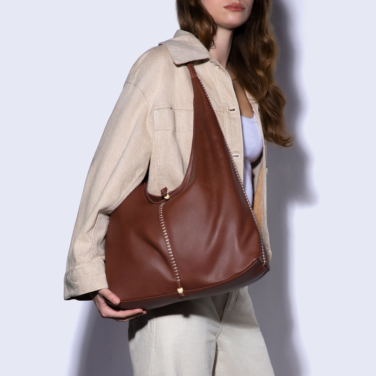 La Jolla Hobo In Cloud Leather - Cocoa Bean