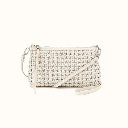 Darcy Crossbody in Woven Leather - Whitecap