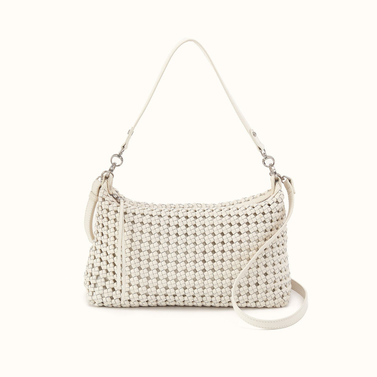 Avon Shoulder Bag in Woven Leather - Whitecap