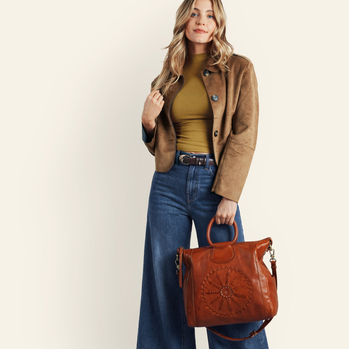 Sheila Large Satchel In Washed Leather - Kindling Brown