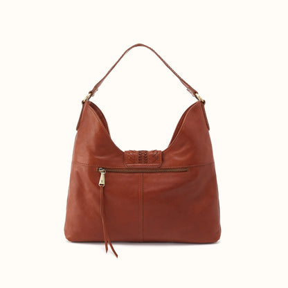 Atlas Hobo Bag In Washed Leather - Kindling Brown
