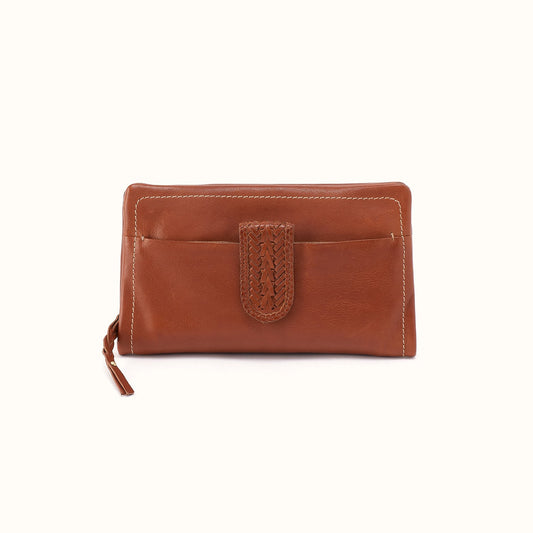 Evolve Wristlet In Washed Leather - Kindling Brown