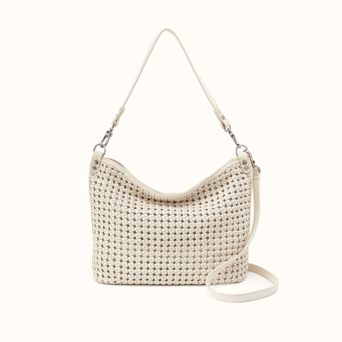 Pier Shoulder Bag in Woven Leather - Whitecap