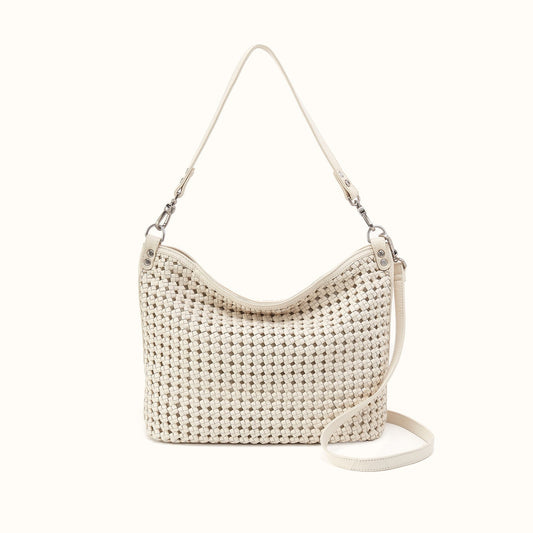Pier Shoulder Bag in Woven Leather - Whitecap