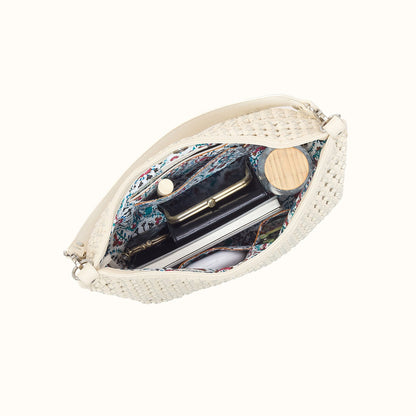 Pier Shoulder Bag in Woven Leather - Whitecap